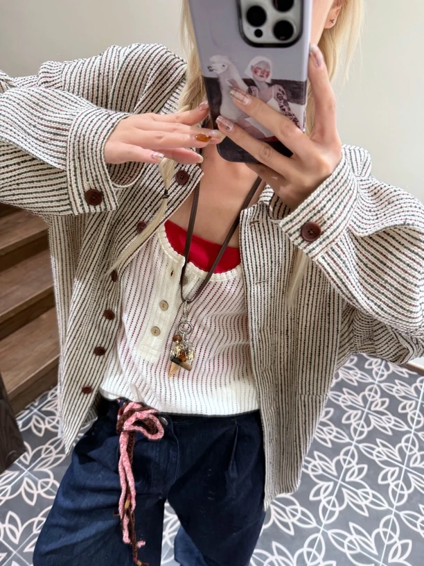 SANSTORE RAW STONE 竖条衬衫款外套 25春夏