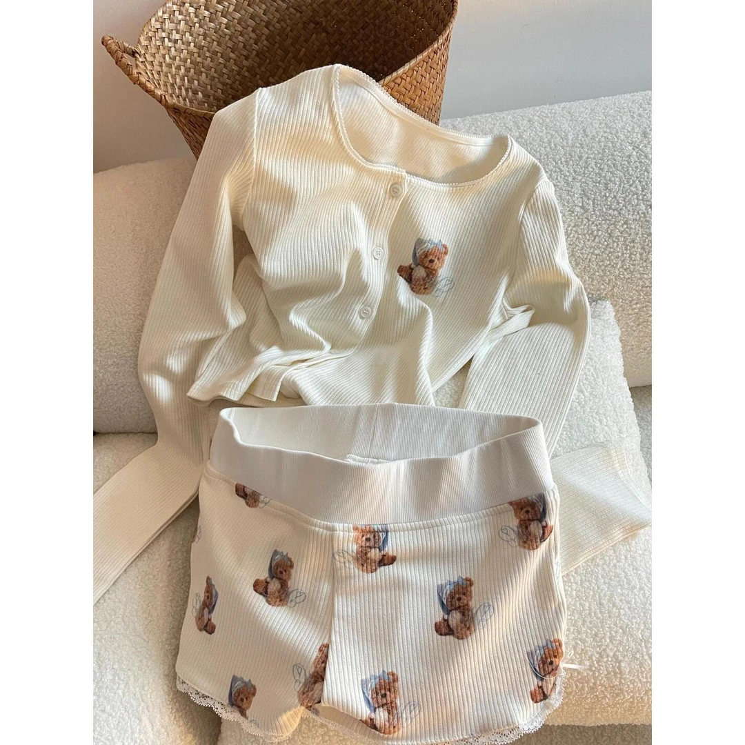 【纯欲性感】卡通吊带短裤睡衣女2025春夏季修身居家服套装可外穿