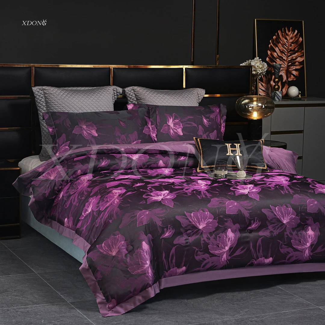 XDONGY（冬云家纺）200*230高精密贡缎鎏金 蝶兰花恋 羊 绒蛋白冬被