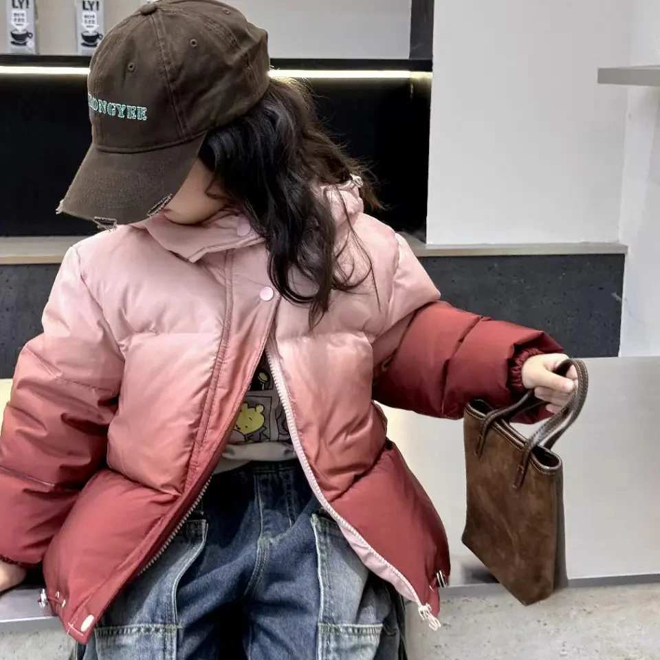 渐变极寒系列男女宝冬季连帽韩版保暖洋气儿童外套