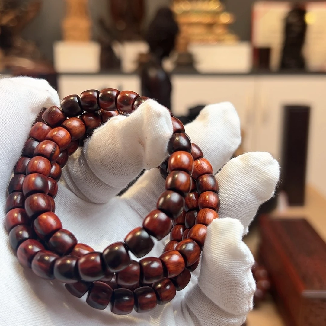 檀香紫檀（小叶紫檀）正*直切108颗3串7/8