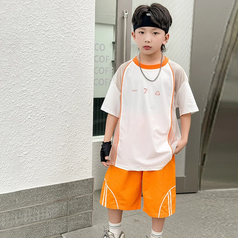 男童夏季洋气帅气速干韩版运动套装薄款中大童时尚网眼冰丝套装