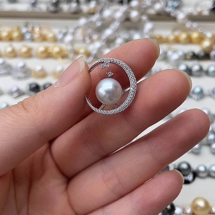 海水珍珠银S925镶嵌吊坠(不含链)