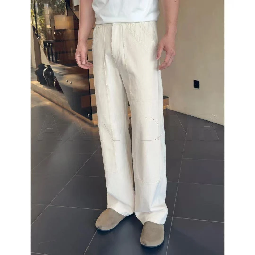 秋冬新款潮流老钱风休闲裤男纯色简约百搭直筒裤高档时尚宽松长裤