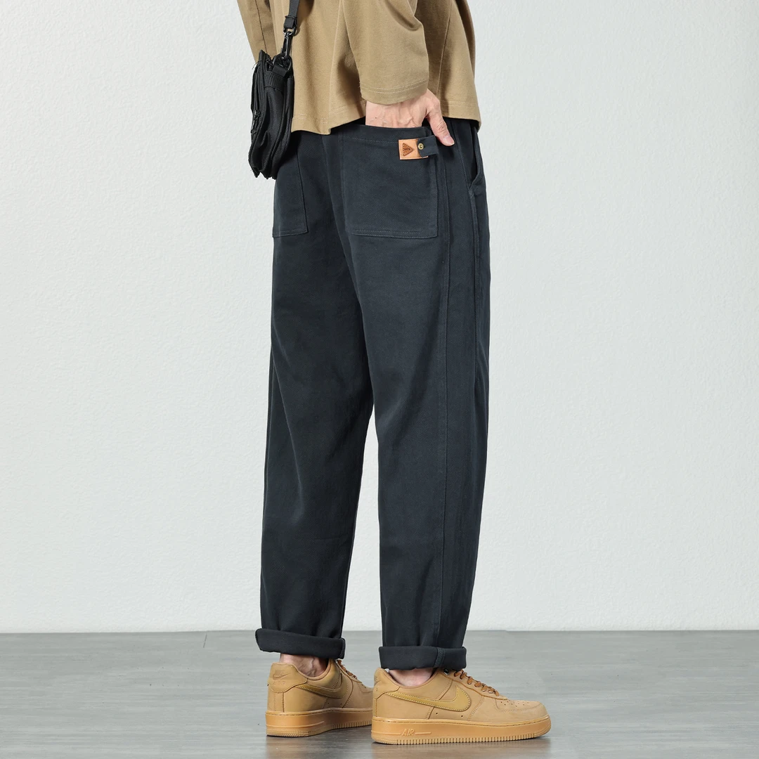 弹力休闲裤男士2025秋季新款直筒复古哈伦裤宽松潮牌百搭加绒长裤