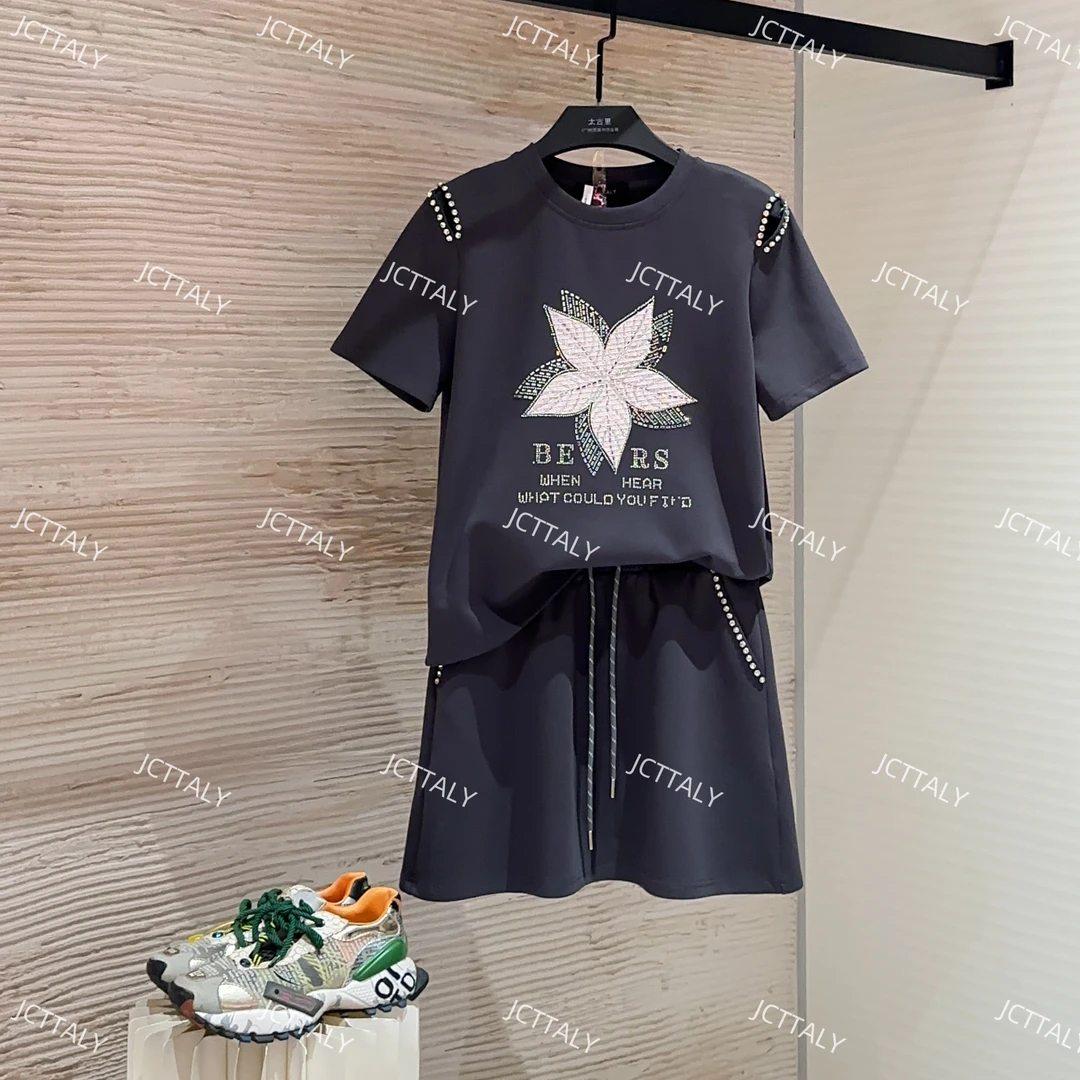 【宠粉价】夏季新款立体枫叶短袖两件套大码微胖显瘦套装裙TZ-126