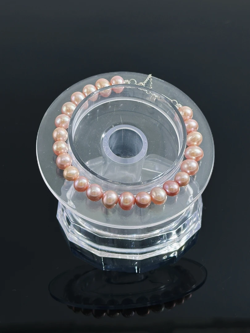 贝斯蒂香槟粉淡水珍珠手串 时尚气质多样性发一