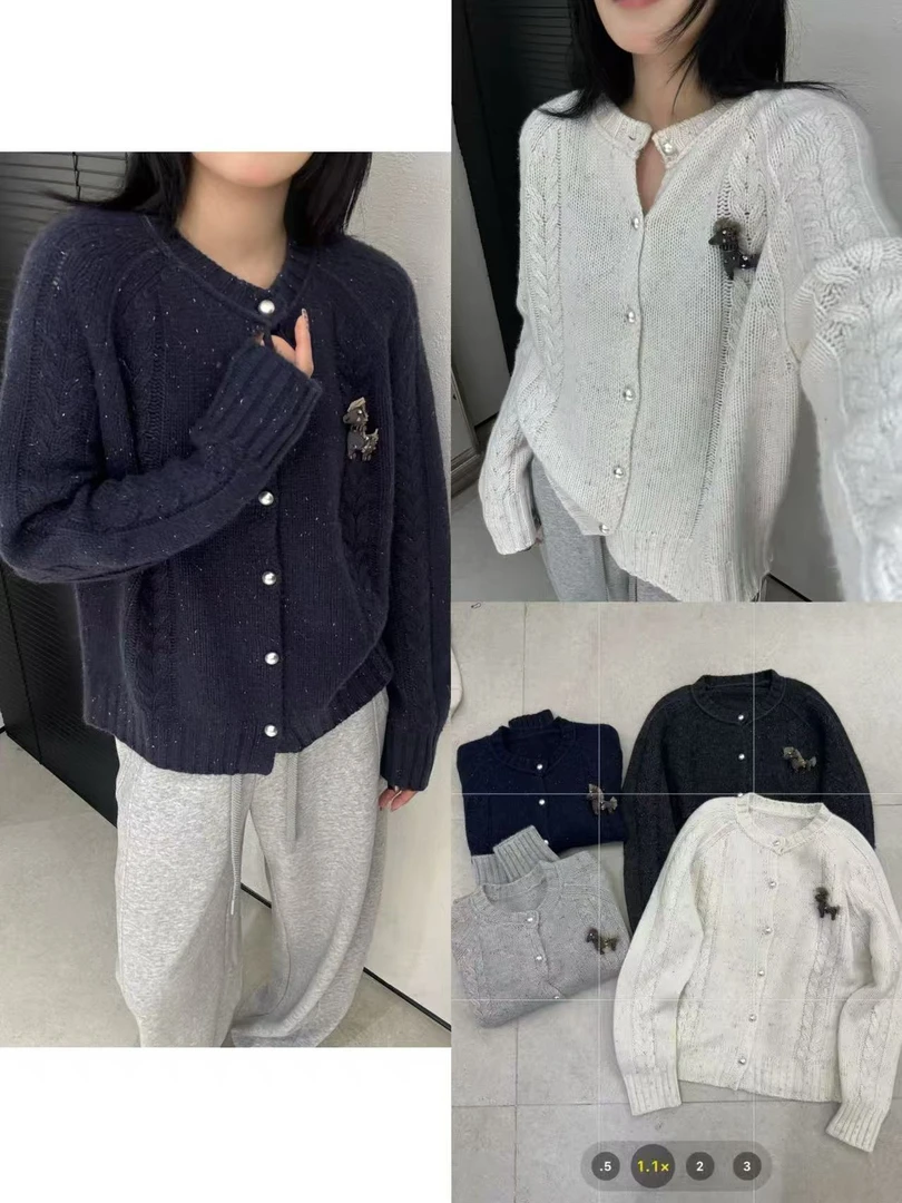 针织宽松型单排扣街头风女毛衣厚款保暖长袖休闲风