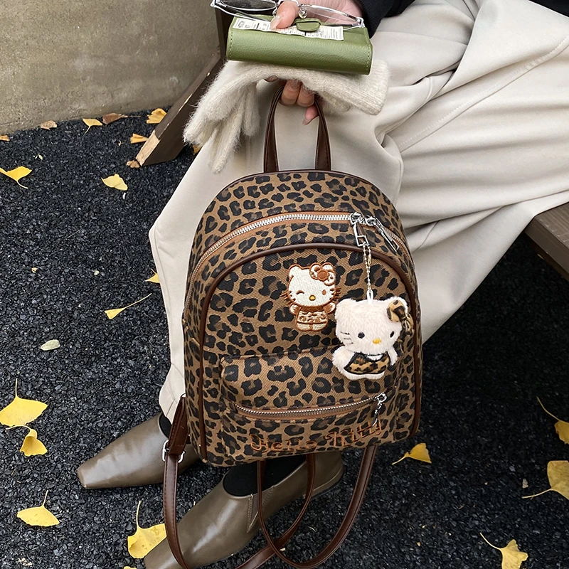 2026新款双肩背高颜值个性豹纹小双肩款复古印花双肩包可爱风