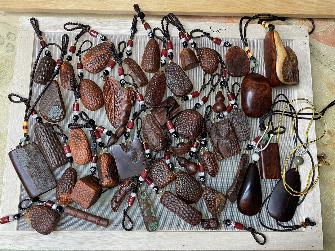 非金属木质吊坠 创意 饰品 古风 国风木制(小叶 紫檀)幸运挂件