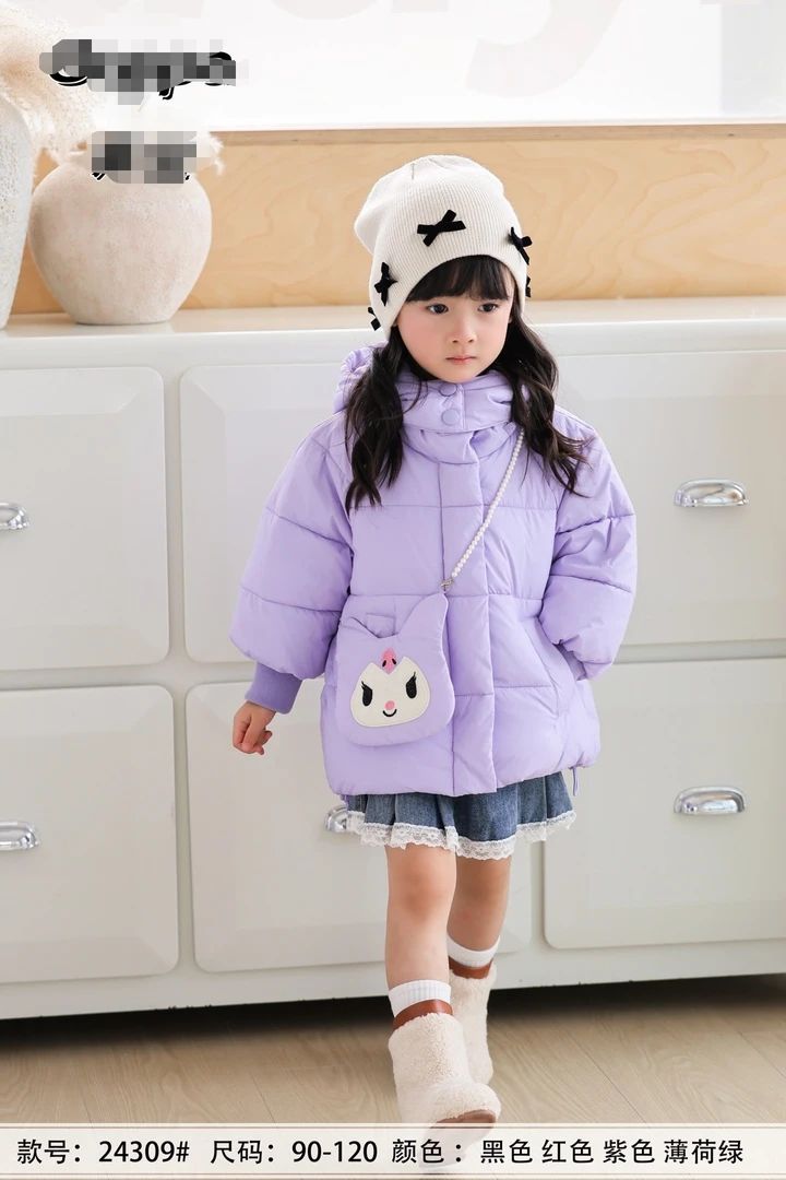 品牌棉衣 女童包屁股库洛米紫色外套棉袄 童装保暖