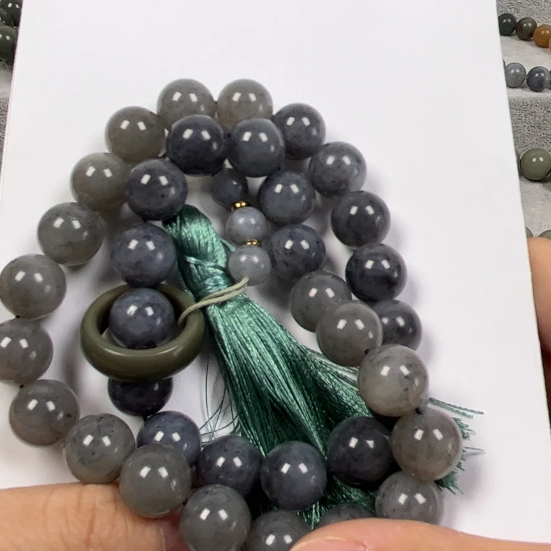和田玉手链未镶嵌卡12圆珠36颗珠子手持