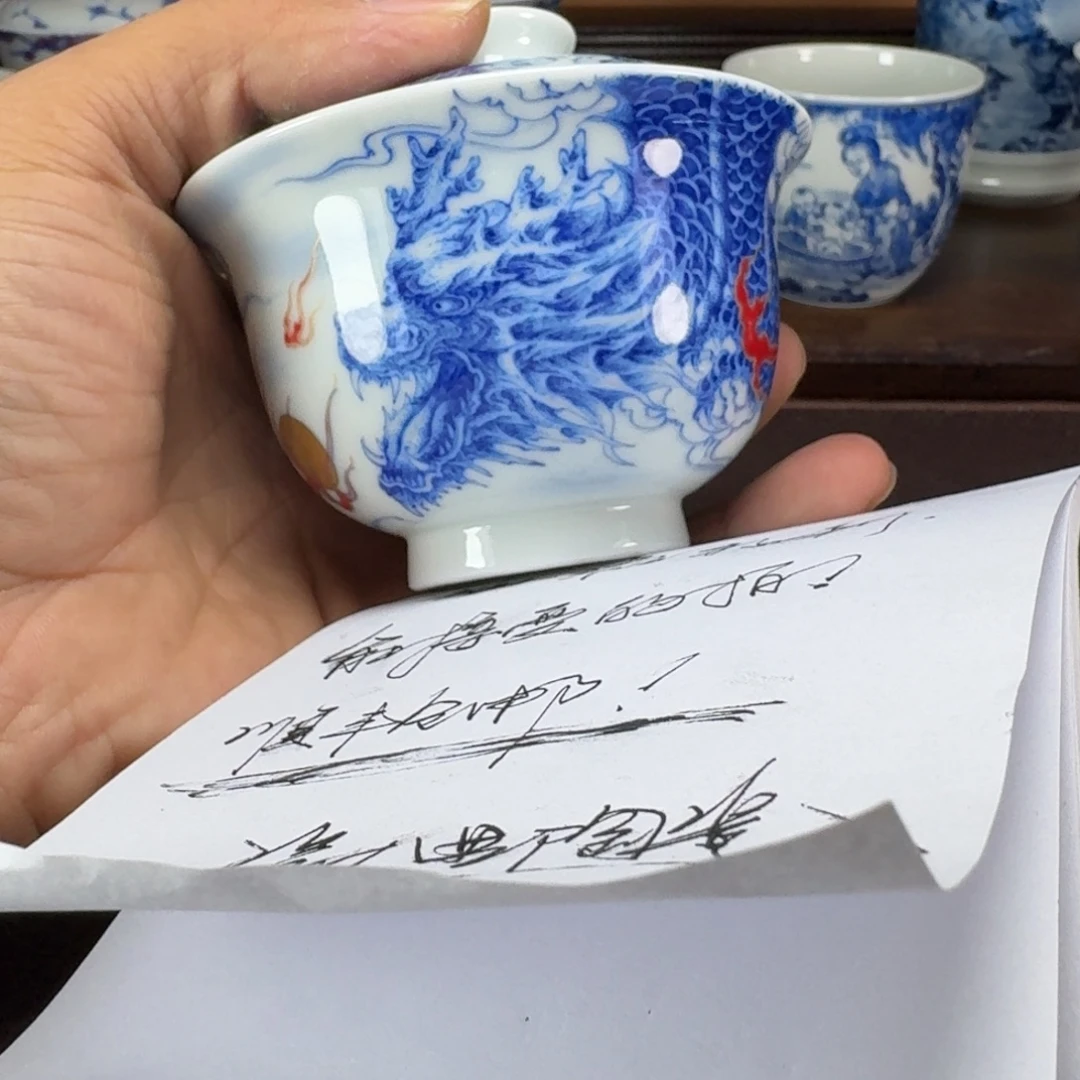 沐***风瓷片当代景德镇陶瓷手绘茶具