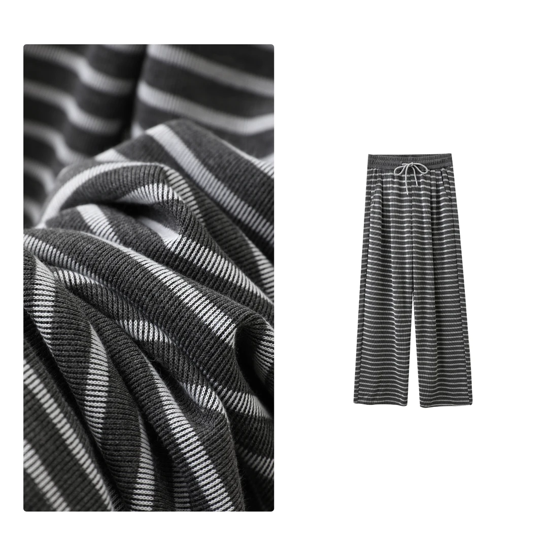 门店26&9！韩系慵懒风！条纹巨显瘦~软糯棉感抗皱垂顺休闲裤C20376