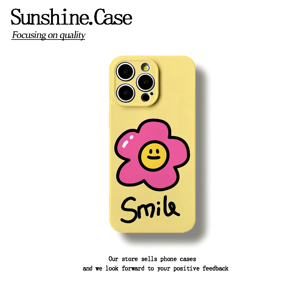 微笑小花软壳适用苹果oppo华为vivo小米手机壳防摔全包ins