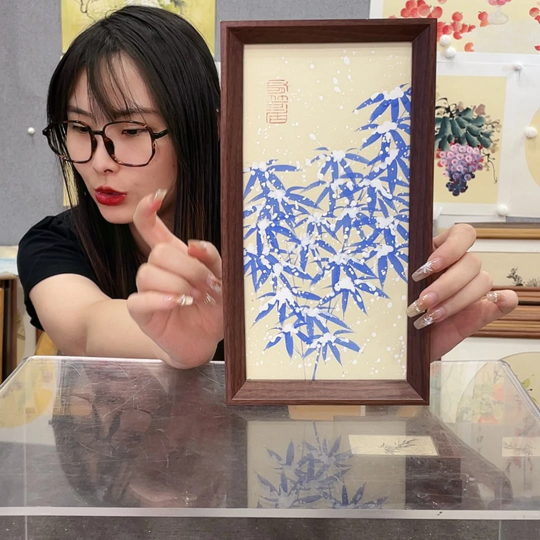 书法手绘带框尺寸：16*29