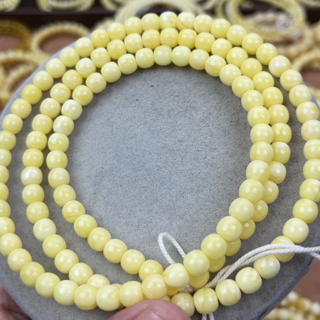 蜜蜡未镶嵌颈饰纯天然俄料奶白极限弧高桩7*6.5