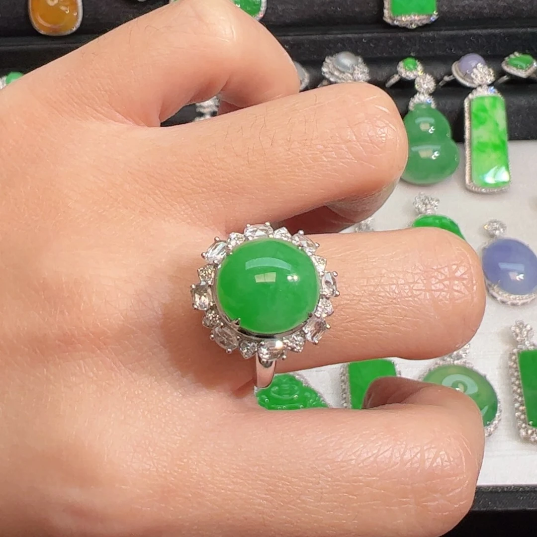 翡翠吊坠(不含链)18K金镶嵌戒指