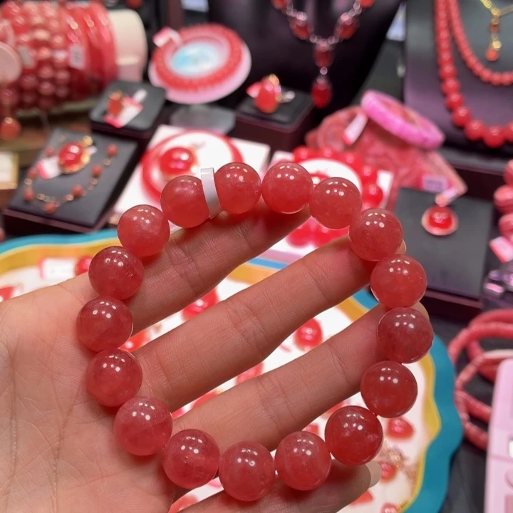 菱锰矿（红纹石）未镶嵌手串