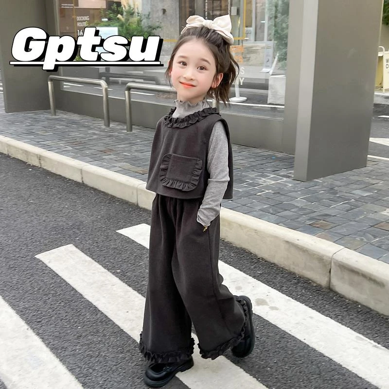 GPTSu女童好看套装洋气儿童2025时尚百搭新款时髦马甲宝宝春秋装