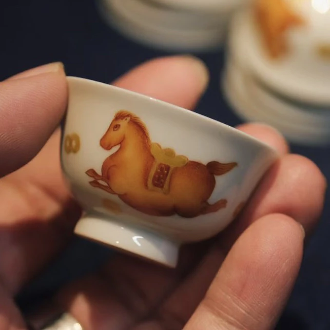 【小崔的茶事】马上有钱·矾红工夫茶杯（三只一组）容量25cc