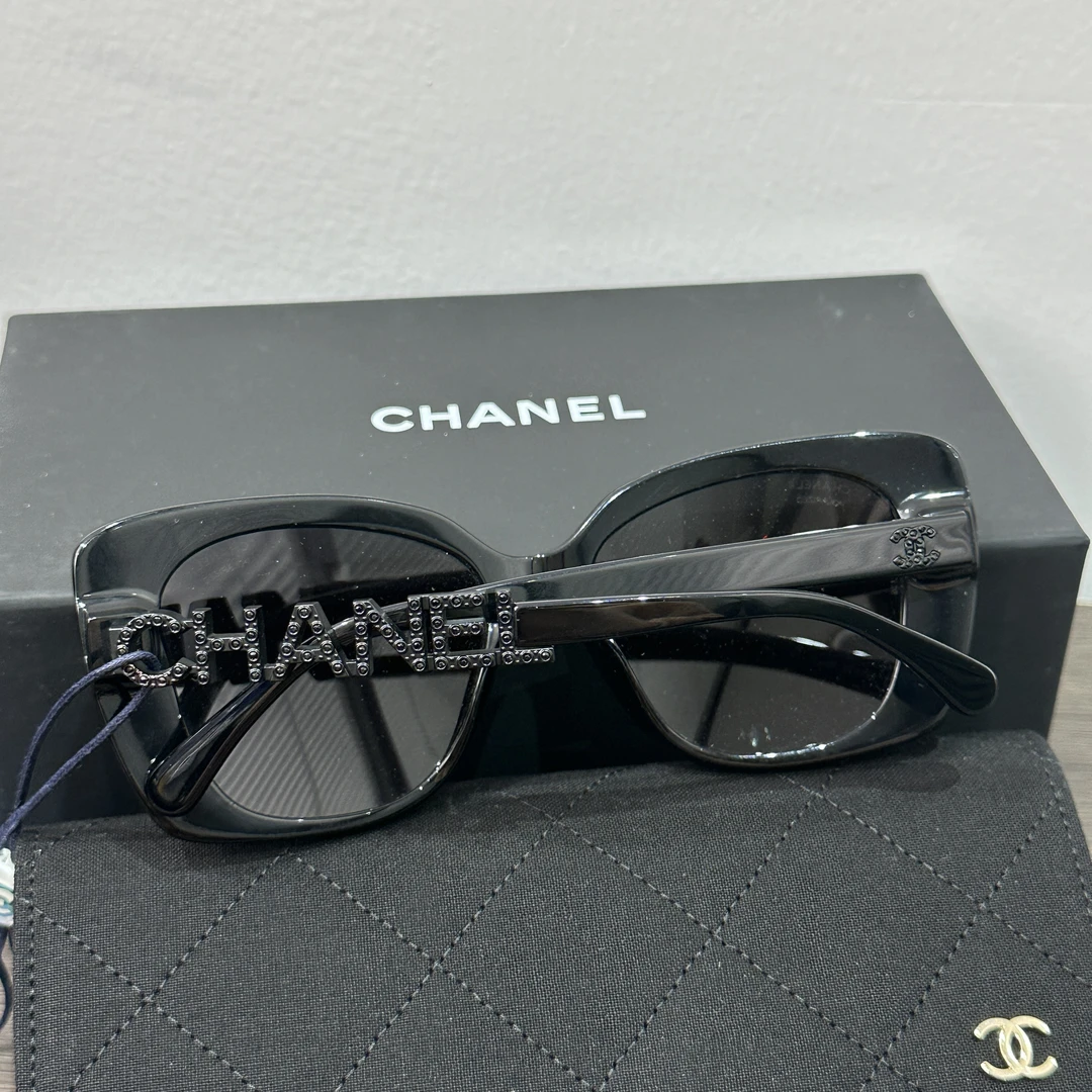 99新 Chanel/香奈儿 青奢荟/百搭气质黑闪色logo墨镜太阳镜/65121