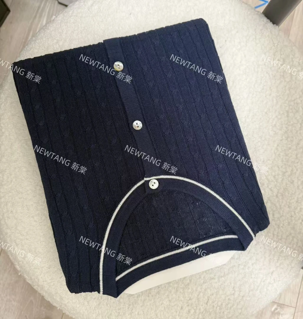 【撞色边麻花】226苎麻气质圆领简约透气显瘦短袖开衫