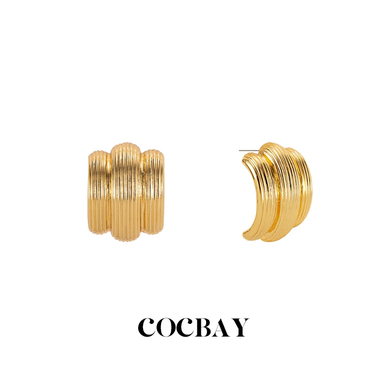 锌合金耳饰  COCBAY-高级感轻奢肌理三棱耳钉