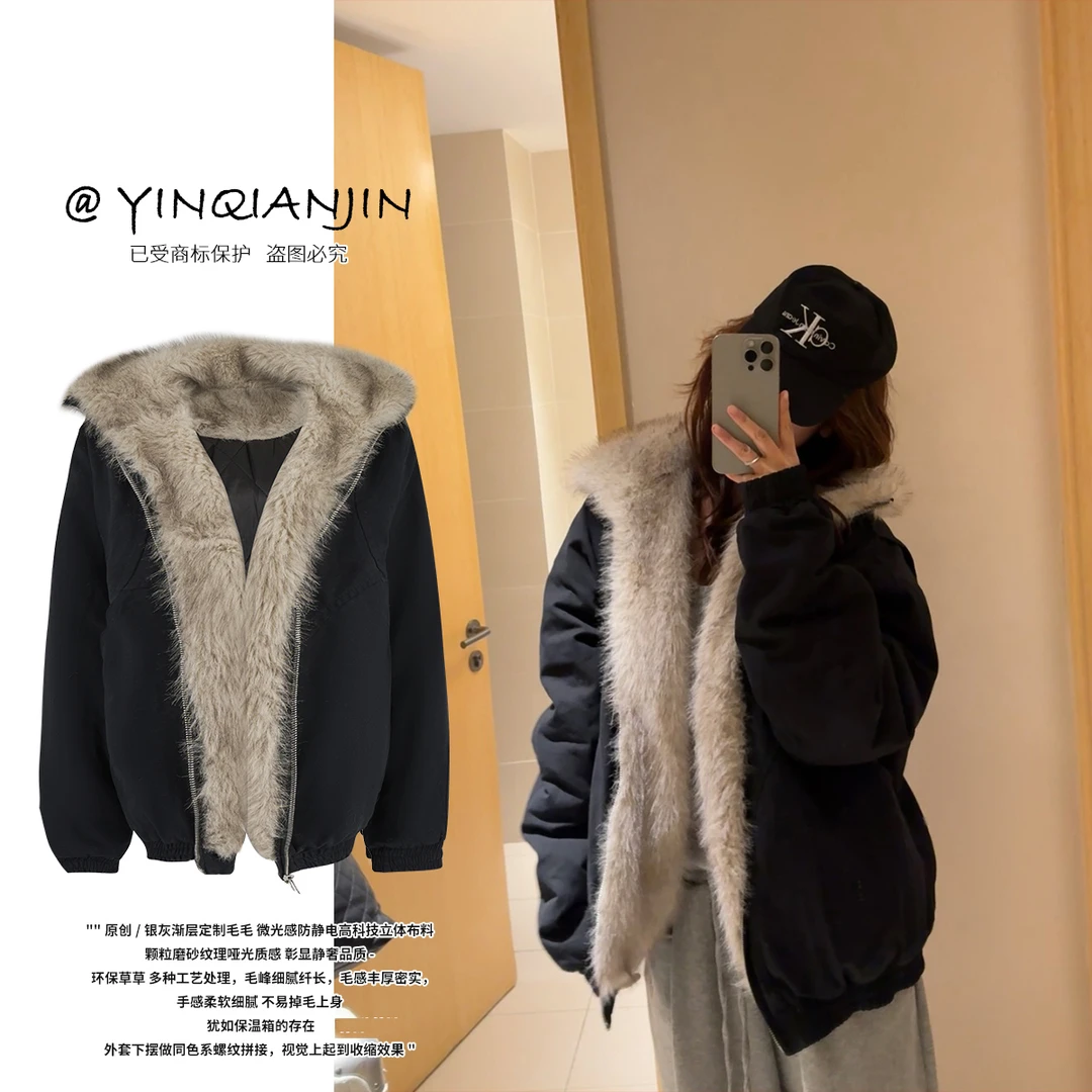 尹千金11【云雾松林】古着即视感拼接款冬季时尚保暖棉服M240788