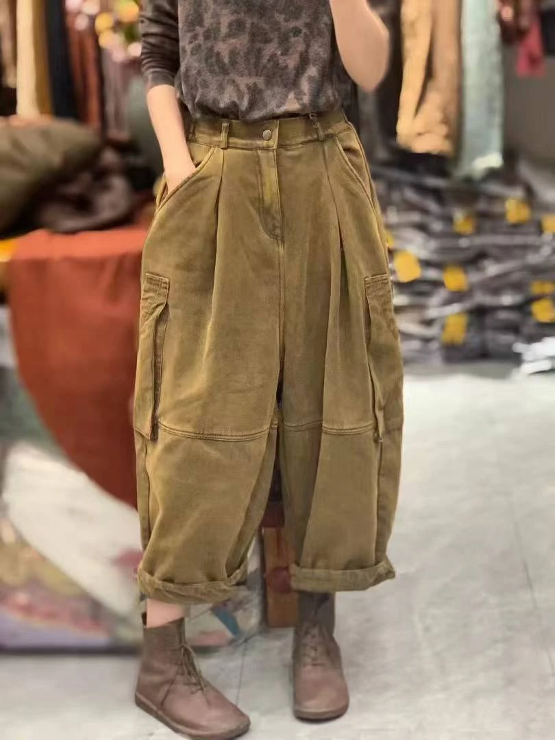 DM春季新款大口袋彩色牛仔