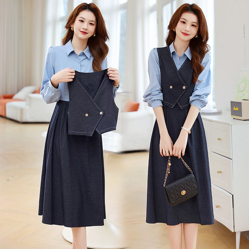 轻熟风职业半身裙马甲2025三件套装显瘦衬衫气质时尚减龄半身裙女