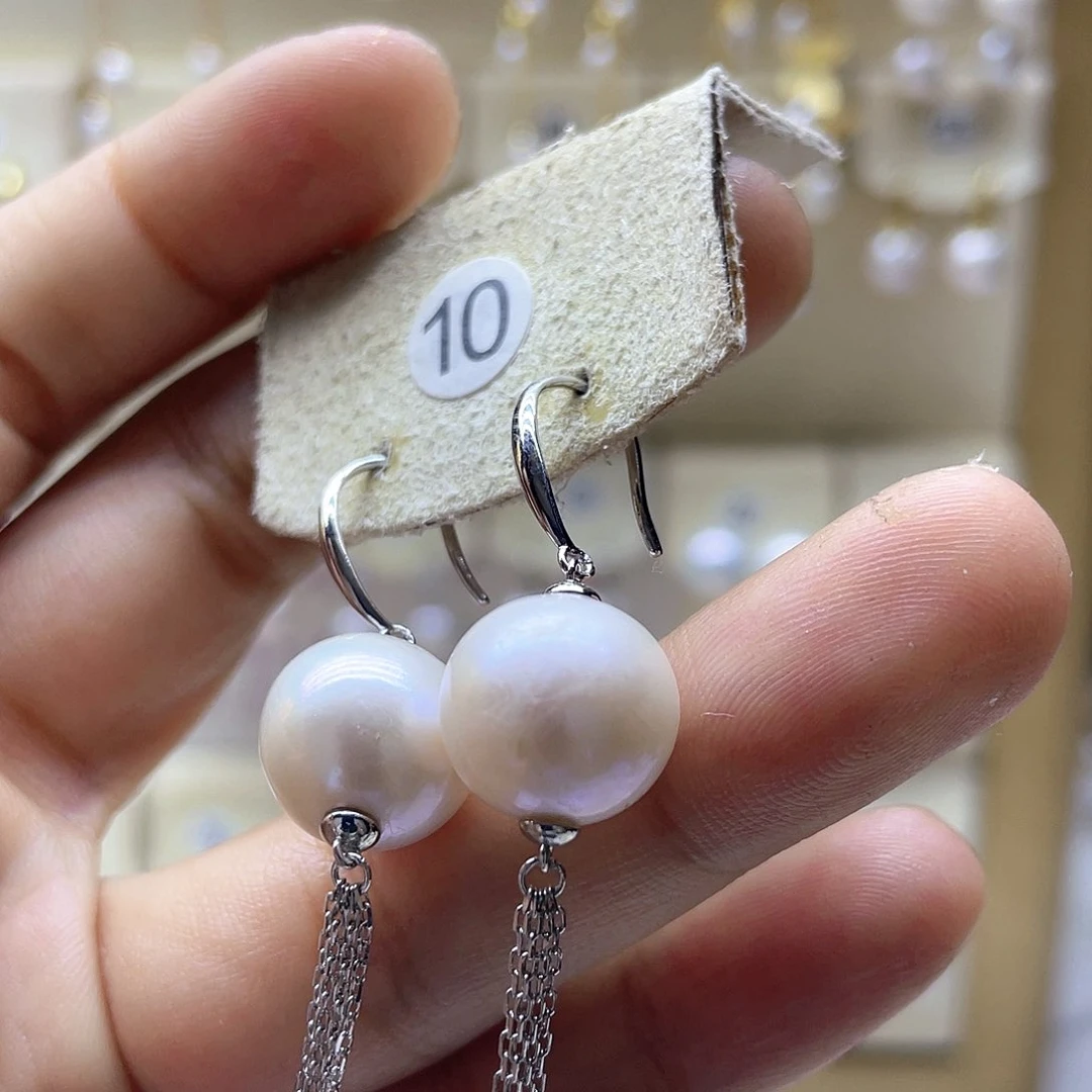 银S925镶嵌淡水珍珠耳饰