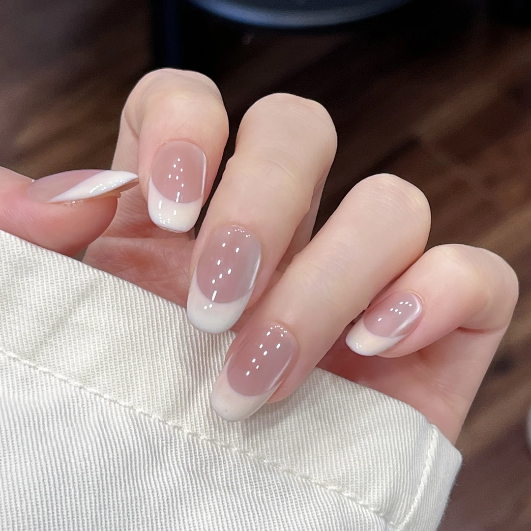 白松露】2025爆款美甲上班族短款法式高级感猫眼手工贴片穿戴甲