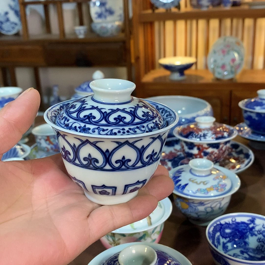 錡镇堂手工手绘盖碗