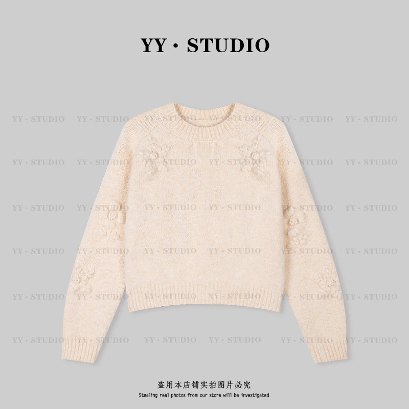 【YANYAN】秋冬新款纯色钩花毛衣长袖YY-7565