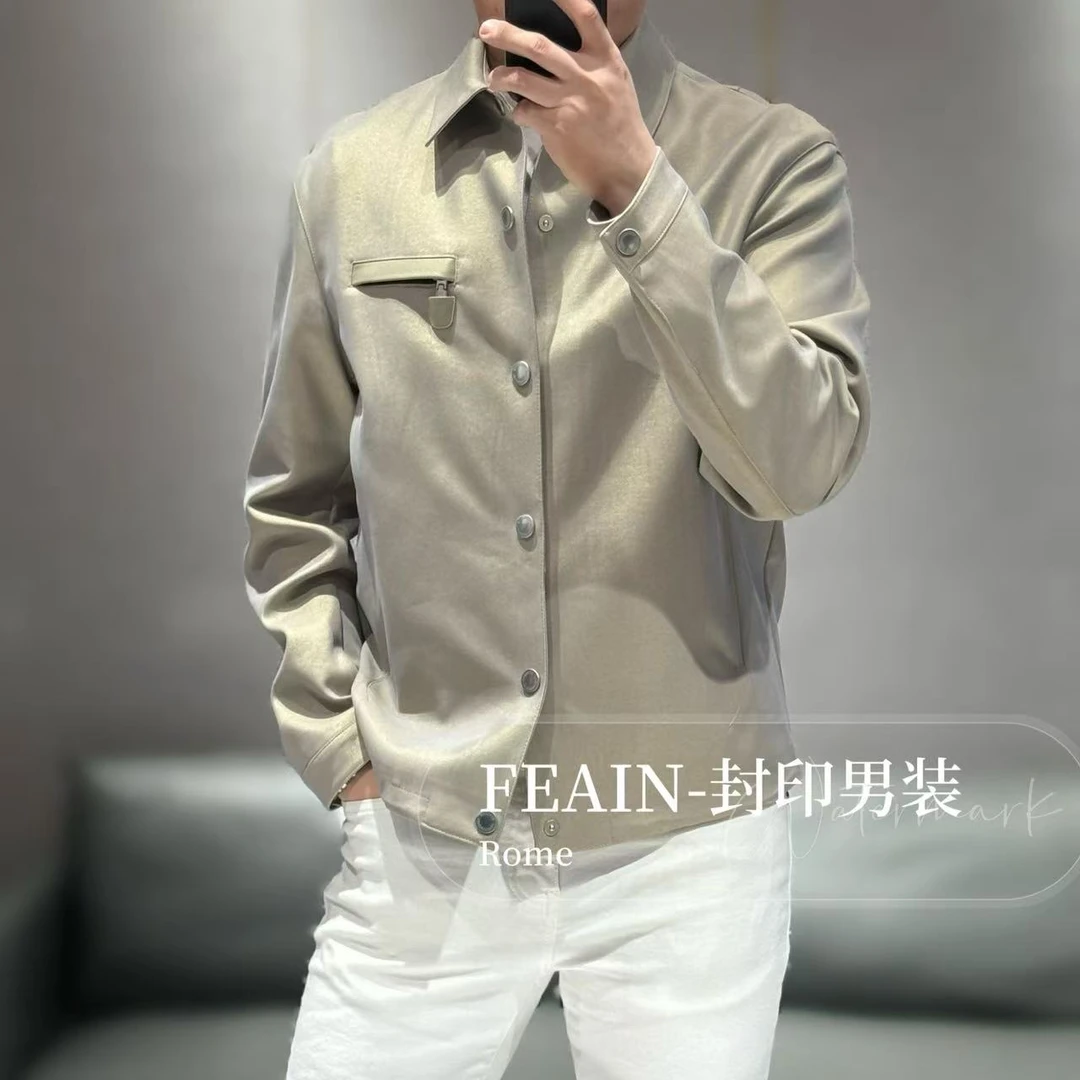 【进口双色布】高端定制绵羊皮拼接双色渐变面料夹克7207