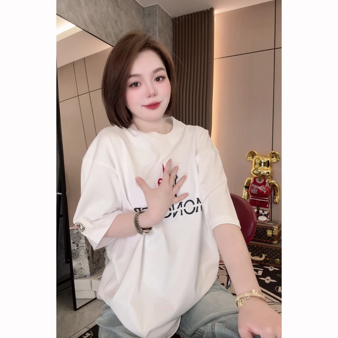 66【双重人格】2025夏季百搭轻奢潮流重工艺刺绣圆领T恤