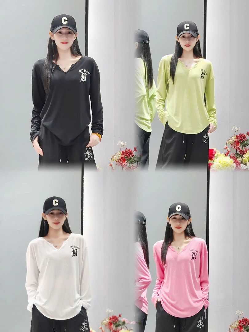 BT2527雪花竹节宽松版长袖T恤长袖打底长袖打底