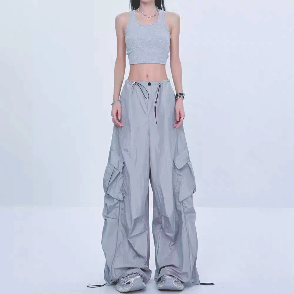 {现货}2025男女美式伞兵休闲裤夏季新款速干抽绳褶皱设计薄工装裤