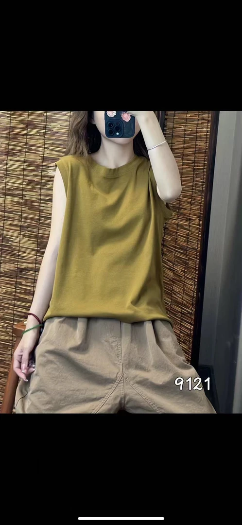 简约文艺吊带背心女宽松休闲百搭无袖打底上衣