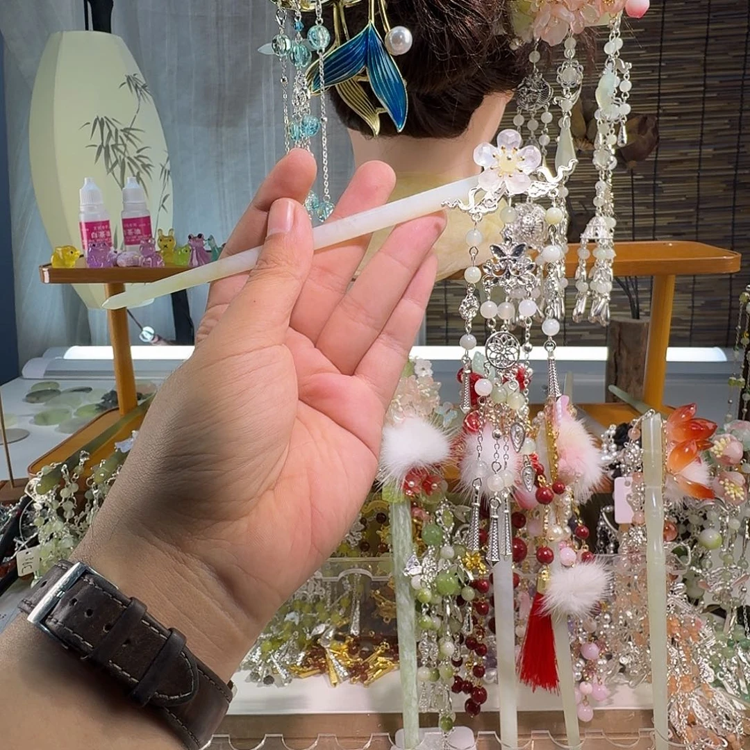 蛇纹石玉合金发饰