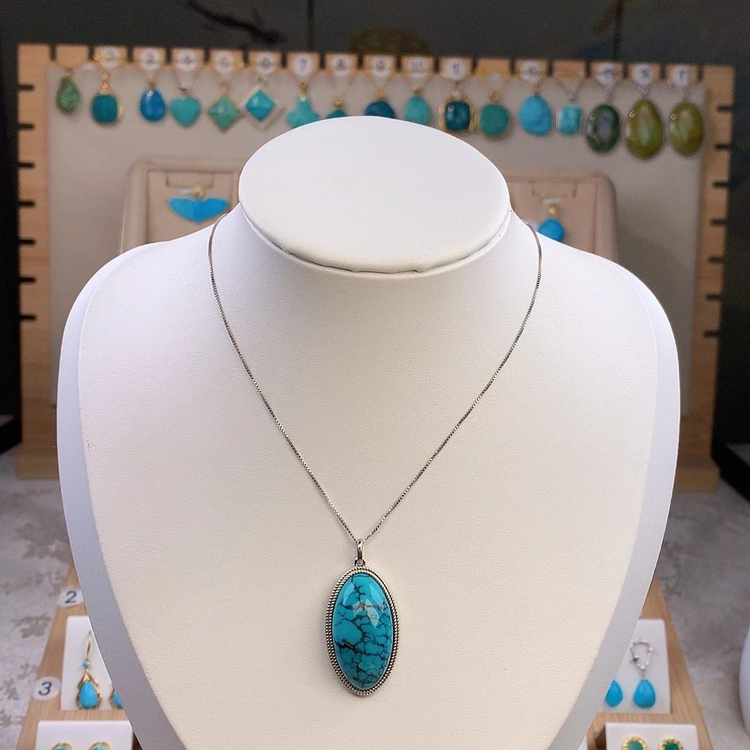 绿松石银S925镶嵌颈饰