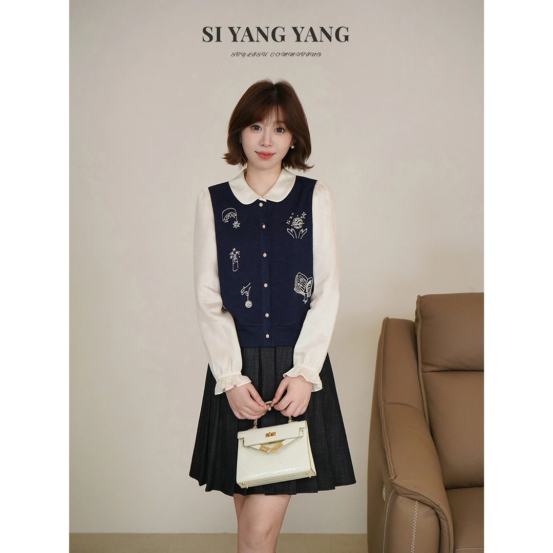 斯洋洋SIYANG柔软舒适透气通勤减龄假俩件针织上衣SY508A073SYY