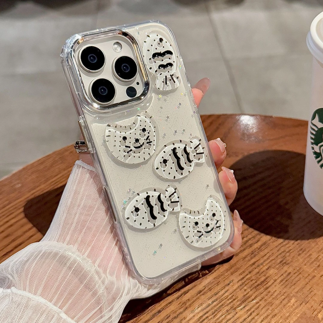 韩风滴胶立体鲷鱼烧猫咪手机壳适用于iPhone16promax苹果15/12/14