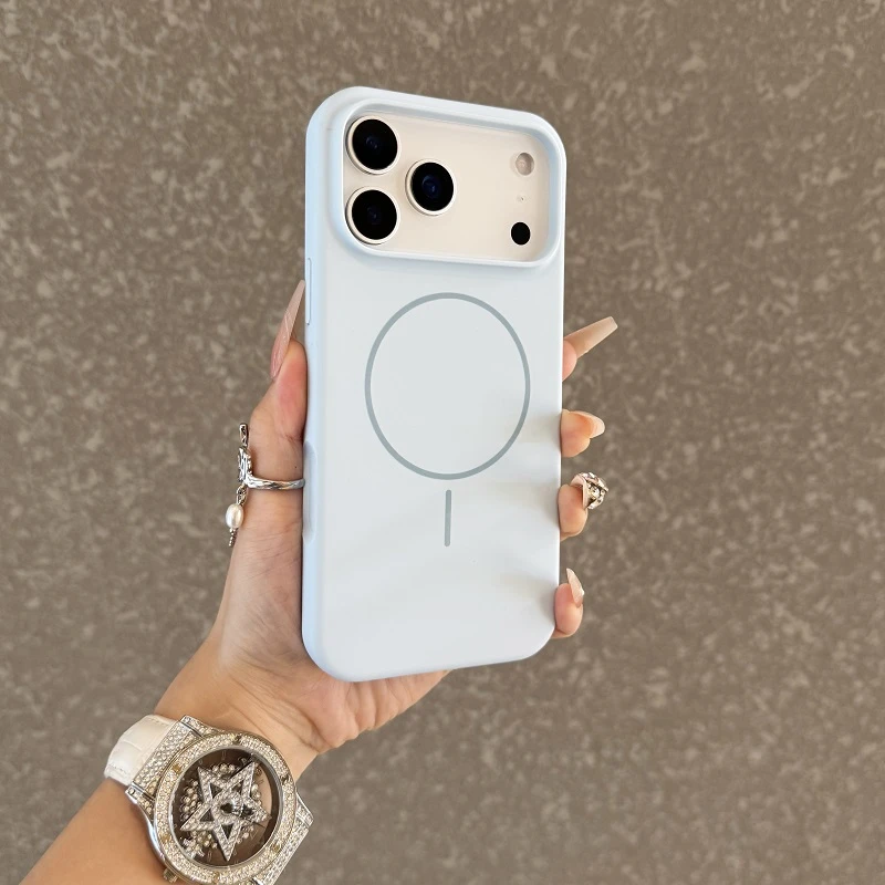 极简细圈适用于苹果17promax手机壳液态硅胶磁吸Air纯色16全包15