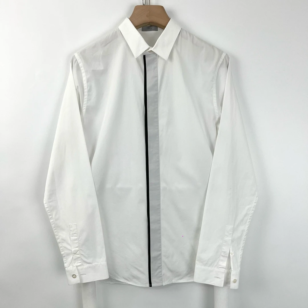 95新 DIOR/迪奥 39码/灰白条纹长袖衬衫/瑕疵如图/编码0513