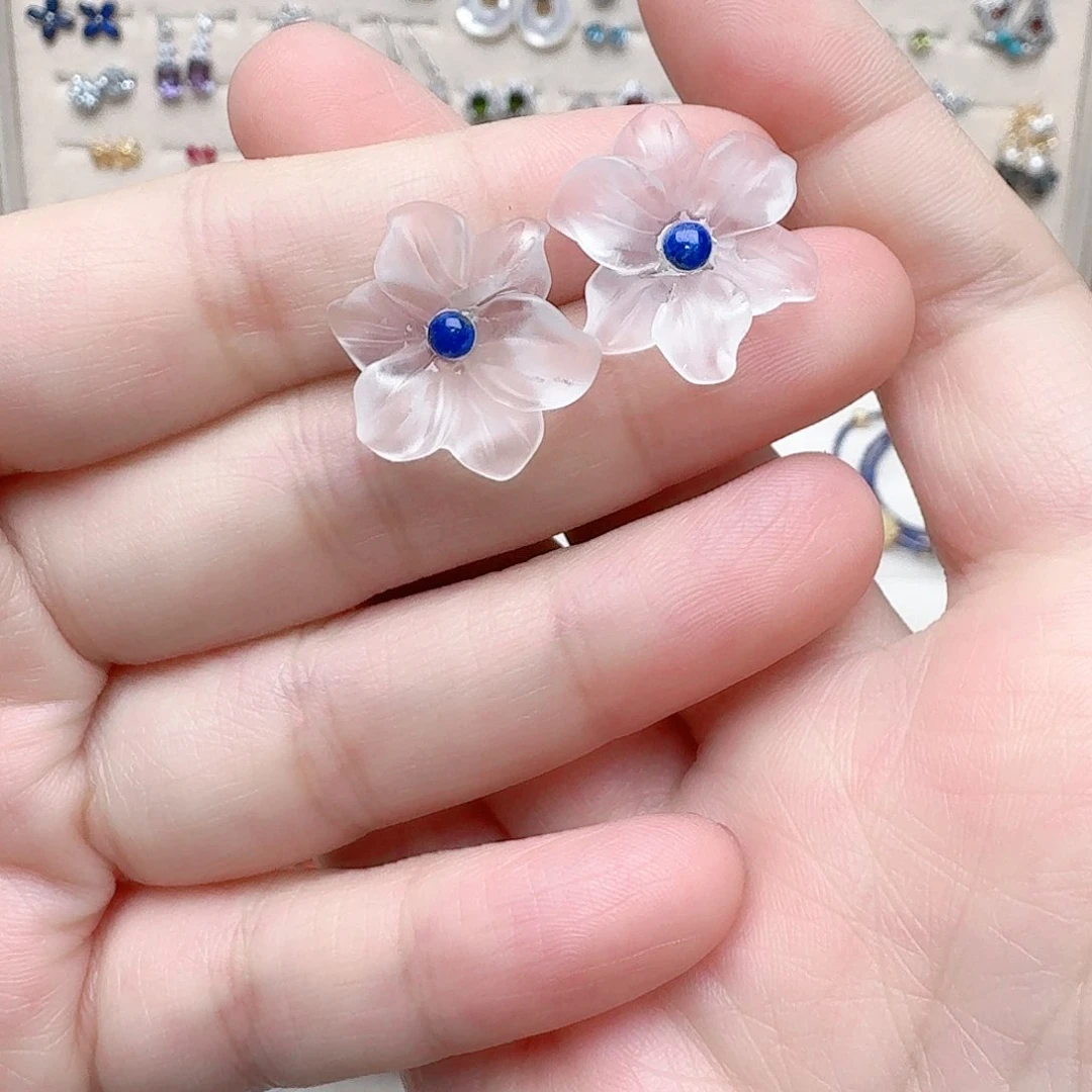 水晶耳饰银S925镶嵌耳钉