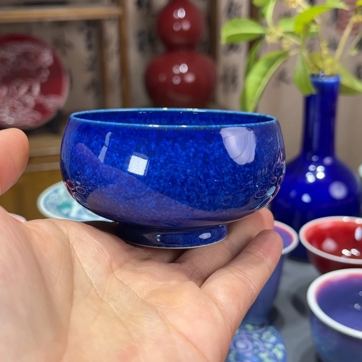 景德镇陶瓷洒蓝禅定杯