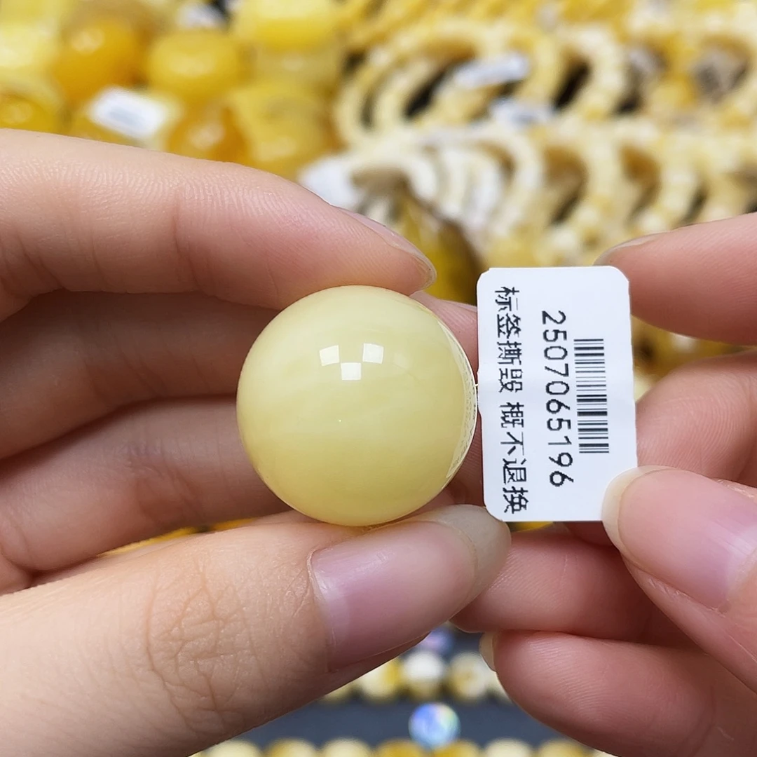 裸石蜜蜡未镶嵌沁色圆珠22.2mm