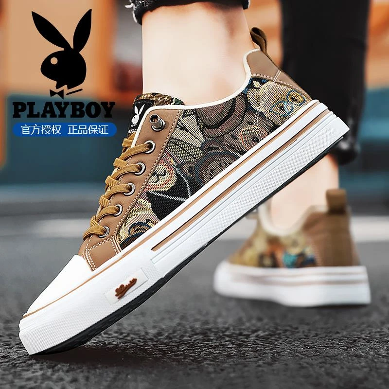 花花公子帆布鞋鞋子男款2025新款冬季保暖运动休闲布鞋潮流板鞋